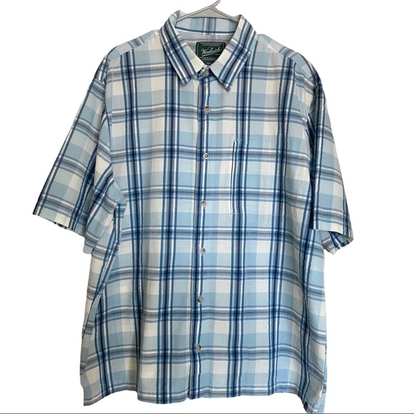 Woolrich Nile Blue Plaid Short Sleeve Button Down Shirt XL - Picture 1 of 10